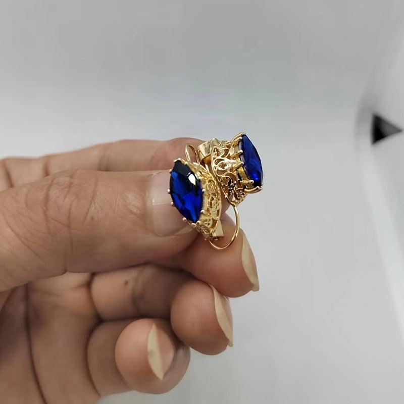 Heart Shaped Zircon Earrings, Alloy Inlaid Ear Clips