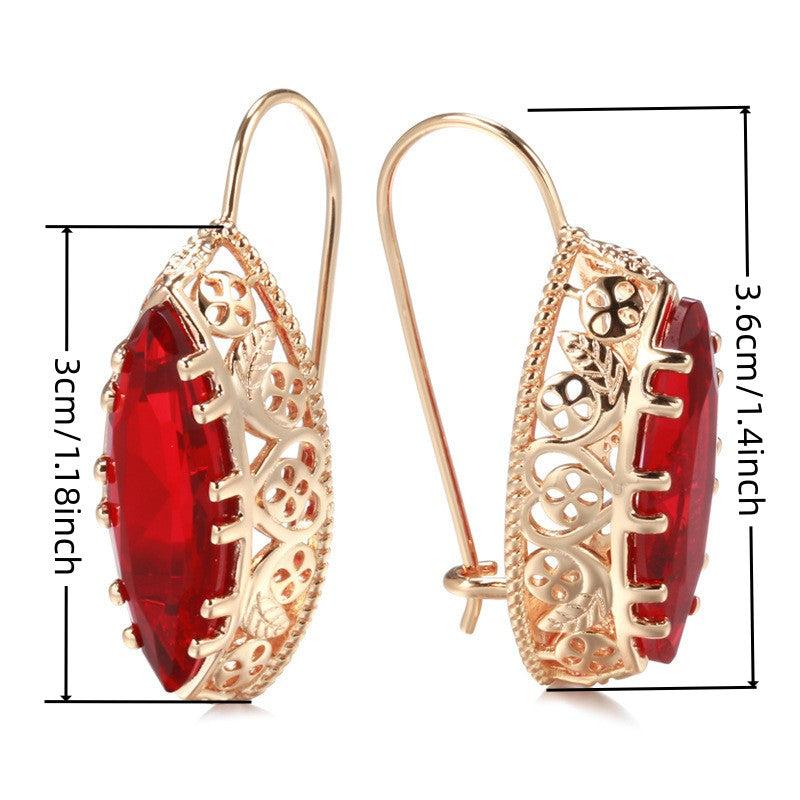 Heart Shaped Zircon Earrings, Alloy Inlaid Ear Clips