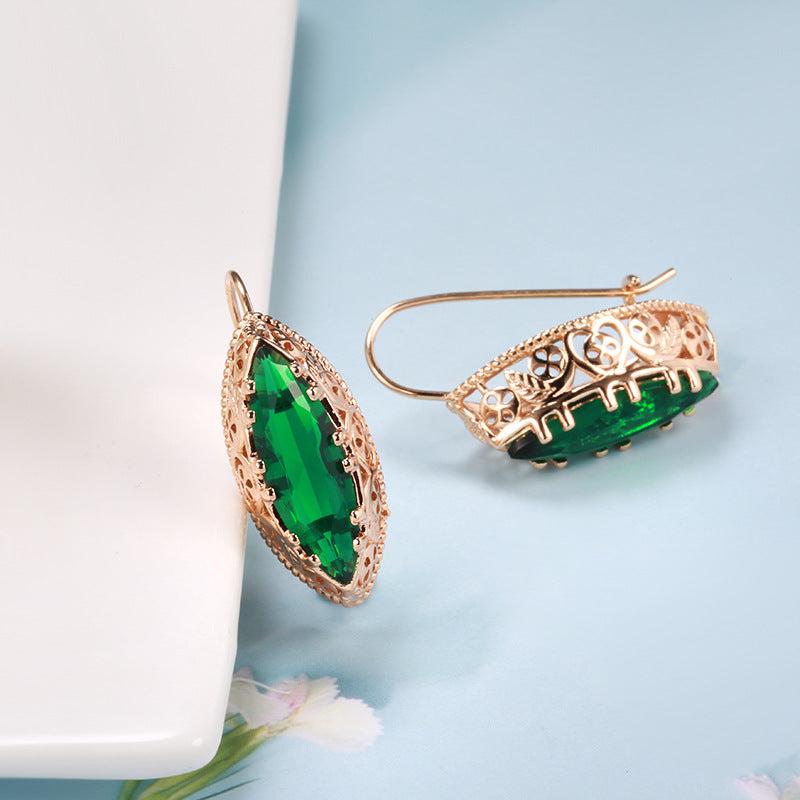 Heart Shaped Zircon Earrings, Alloy Inlaid Ear Clips