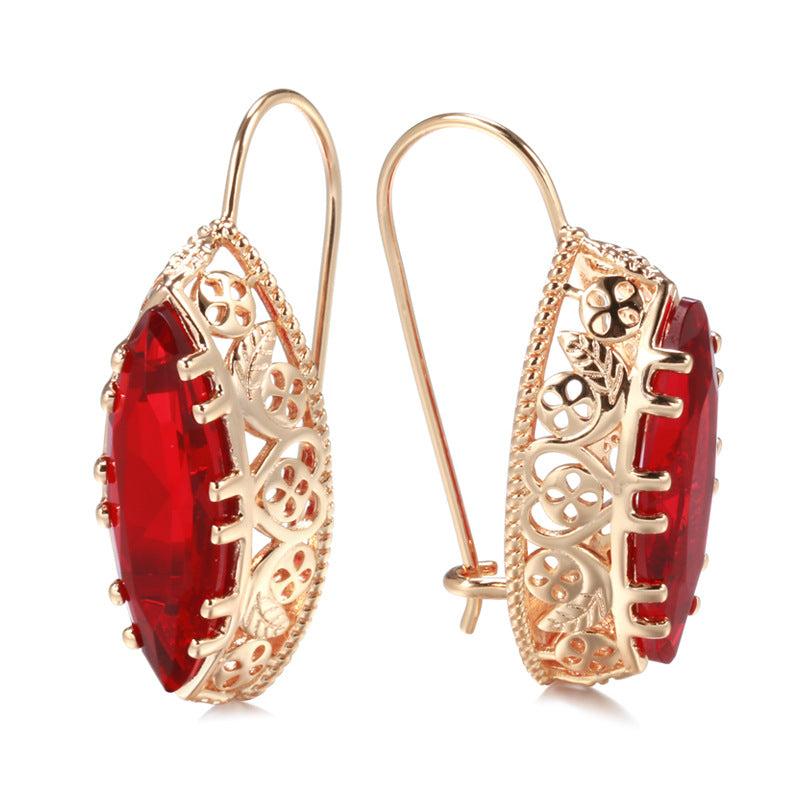 Heart Shaped Zircon Earrings, Alloy Inlaid Ear Clips