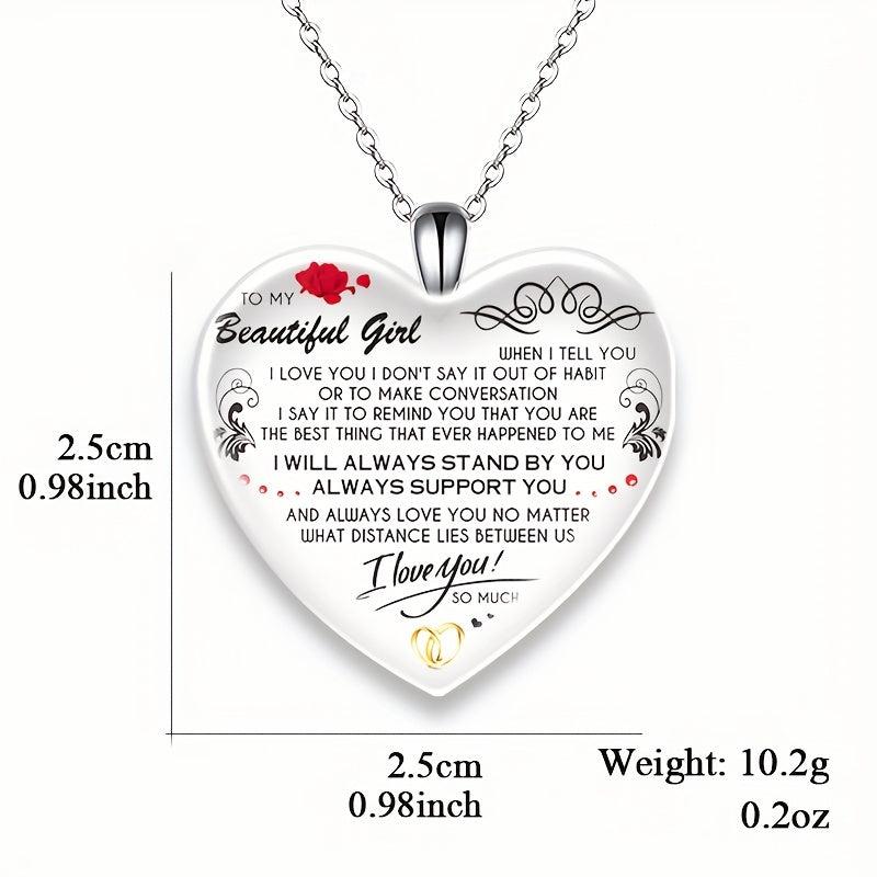 Crystal Love Pendant Necklace, Anniversary Christmas Toy Gift
