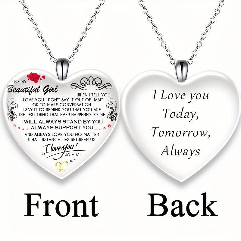 Crystal Love Pendant Necklace, Anniversary Christmas Toy Gift