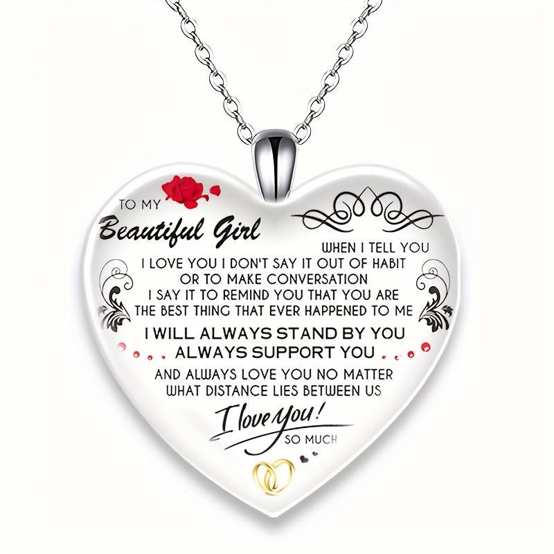 Crystal Love Pendant Necklace, Anniversary Christmas Toy Gift