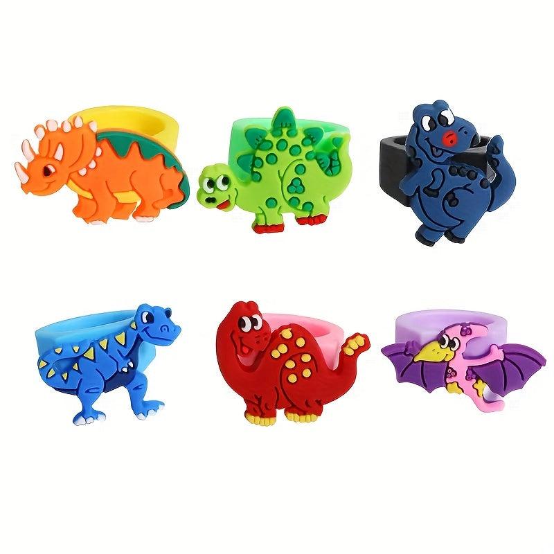 6pcs Dinosaur Rings Eco friendly Toy Rings Girl Jewelry