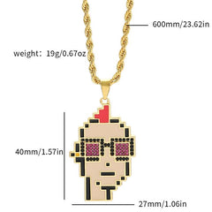 Cartoon Head Necklace Alloy Cyberpunk Hip hop Pendant Nft