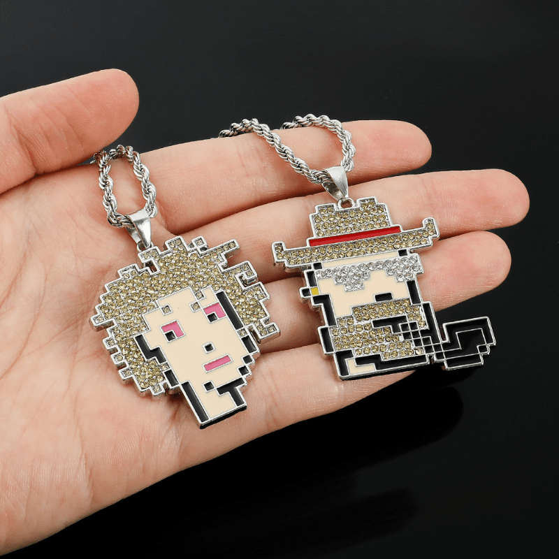 Cartoon Head Necklace Alloy Cyberpunk Hip hop Pendant Nft