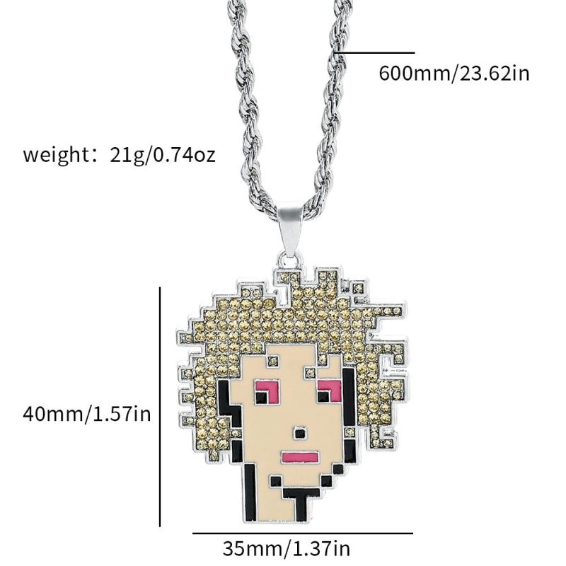 Cartoon Head Necklace Alloy Cyberpunk Hip hop Pendant Nft