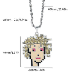 Cartoon Head Necklace Alloy Cyberpunk Hip hop Pendant Nft