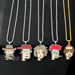 Cartoon Head Necklace Alloy Cyberpunk Hip hop Pendant Nft