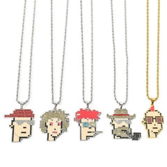 Cartoon Head Necklace Alloy Cyberpunk Hip hop Pendant Nft
