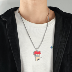 Cartoon Head Necklace Alloy Cyberpunk Hip hop Pendant Nft