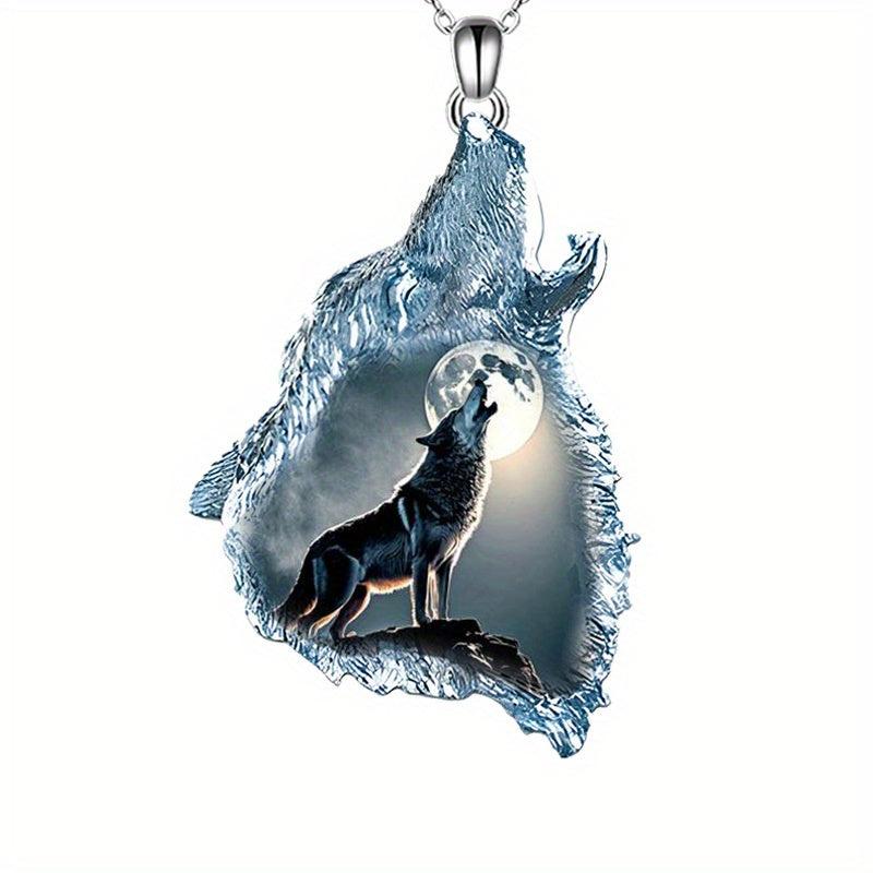 Animal Wolf Head Pendant Necklace Party Gift Decoration