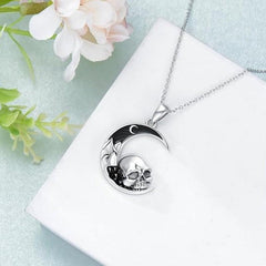Halloween Punk Style Skull Moon Pendant Necklace Gift