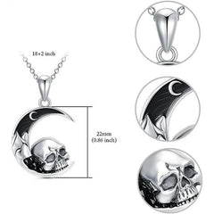 Halloween Punk Style Skull Moon Pendant Necklace Gift