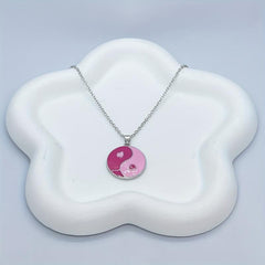 Yin Yang Round Pendant Necklace Pink Purple Jewelry Women Daughters Girls