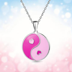 Yin Yang Round Pendant Necklace Pink Purple Jewelry Women Daughters Girls