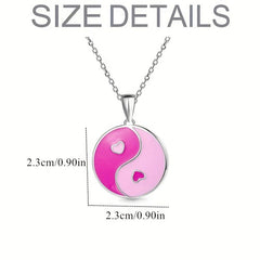Yin Yang Round Pendant Necklace Pink Purple Jewelry Women Daughters Girls