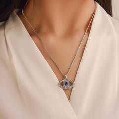 Big Eye Pendant Plated Crystal Alloy Necklace Halloween Christmas Gift