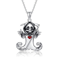 Halloween Witch Shape Pendant Necklace Hip Hop Magic Ghost Pendant