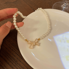 Pearl Bow Necklace Antique Clavicle Chain Sweet Retro Necklace