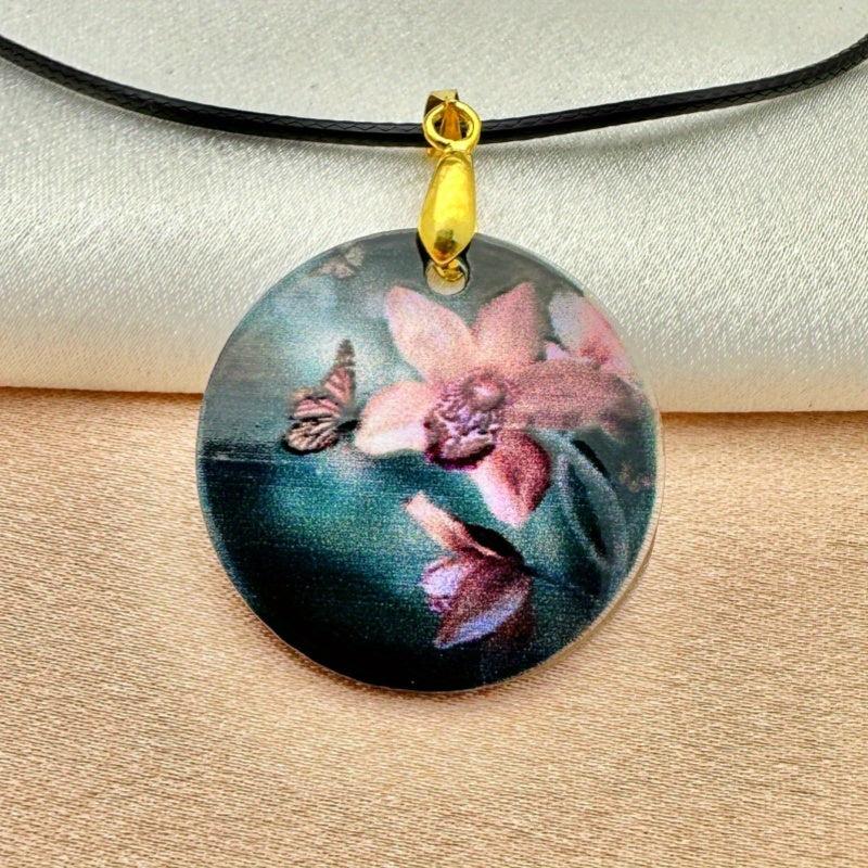 Creative Flowers Pattern Pendant Necklace Adjustable Chain Necklace