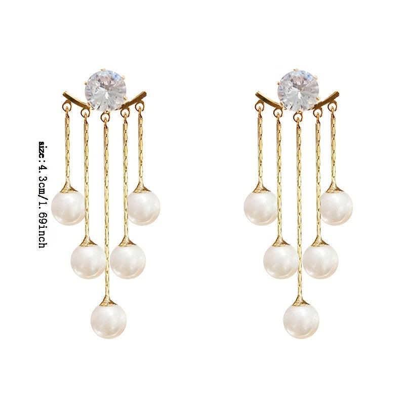 Faux Pearl Tassel Earrings for Girls Women