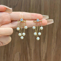Faux Pearl Tassel Earrings for Girls Women