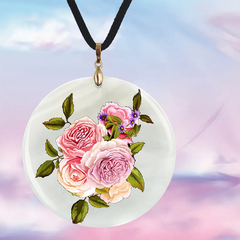 Rose Pattern Pendant Necklace Adjustable Flowers Chain Necklace