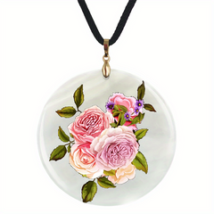 Rose Pattern Pendant Necklace Adjustable Flowers Chain Necklace