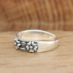 Boho Flower Leaf Ring Casual Daily Wear Woman Jewelry Gift