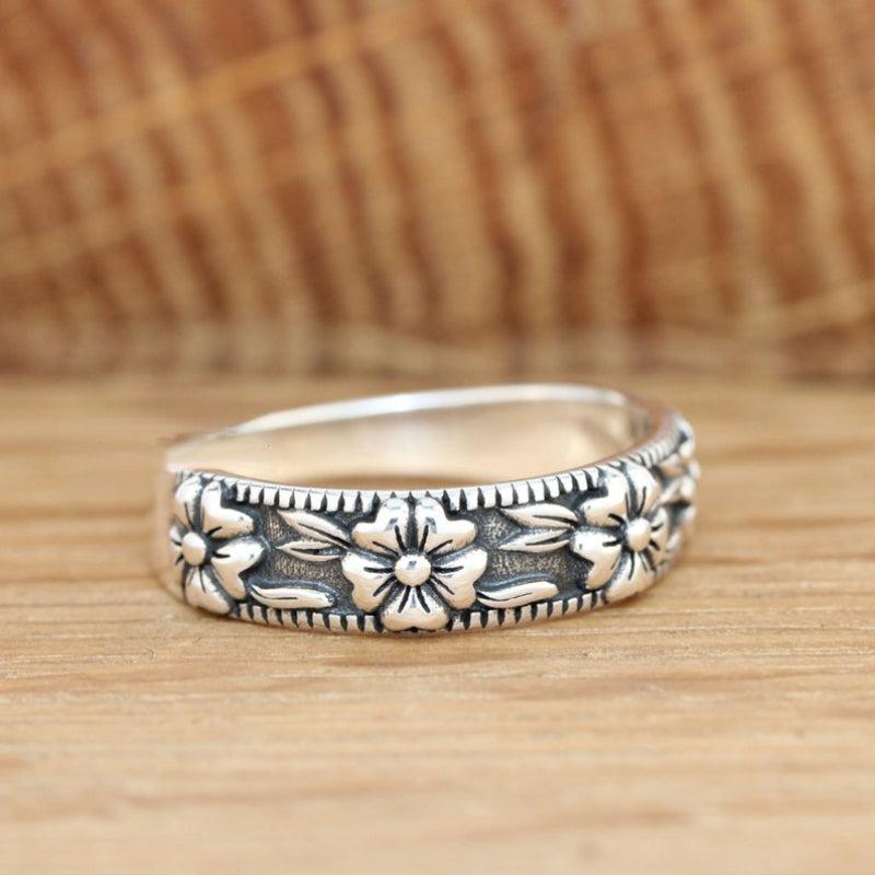 Boho Flower Leaf Ring Casual Daily Wear Woman Jewelry Gift