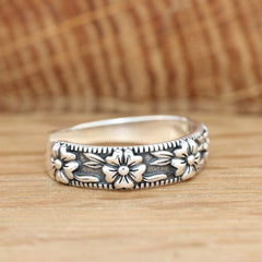 Boho Flower Leaf Ring Casual Daily Wear Woman Jewelry Gift