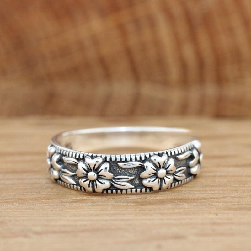 Boho Flower Leaf Ring Casual Daily Wear Woman Jewelry Gift