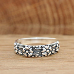 Boho Flower Leaf Ring Casual Daily Wear Woman Jewelry Gift