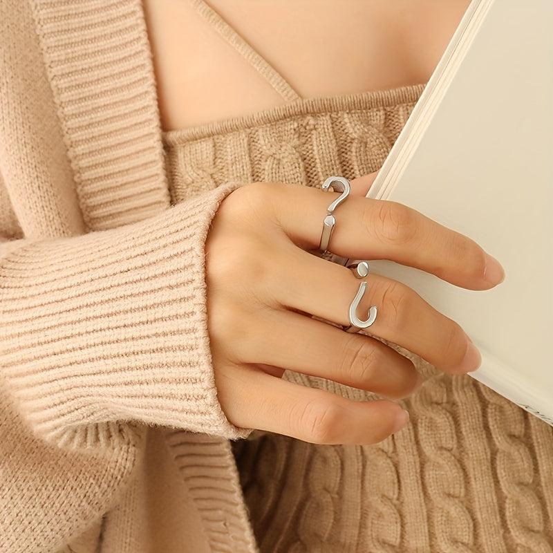 Temperament Quirky Mark Ring Female Cold Wind Opening Adjustable