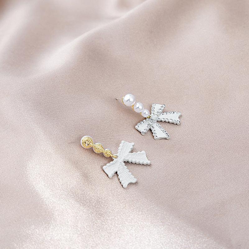Bow Faux Pearl Stud Earrings Party Jewelry Holiday Gift