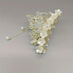 Red Rose Diamond Hair Accessory with Tassel Clip