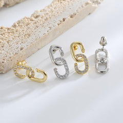 Silvery Chain Stud Earrings Copper Pin Girls Jewelry