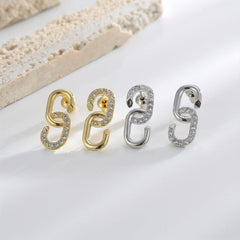 Silvery Chain Stud Earrings Copper Pin Girls Jewelry