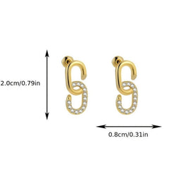 Silvery Chain Stud Earrings Copper Pin Girls Jewelry