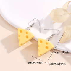 Cheese Dessert Earrings Fun Style Gift Girls