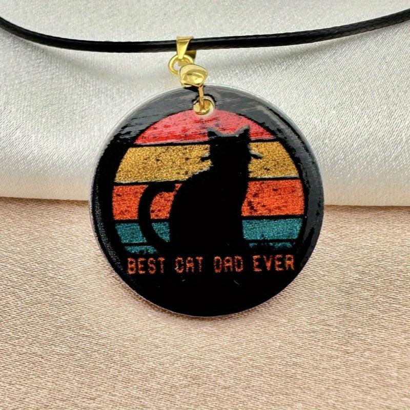 Cat Pattern Pendant Necklace Adjustable Chain for Halloween Christmas Party
