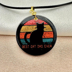 Cat Pattern Pendant Necklace Adjustable Chain for Halloween Christmas Party