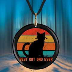 Cat Pattern Pendant Necklace Adjustable Chain for Halloween Christmas Party