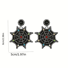 Halloween Spider Web Rice Bead Earrings