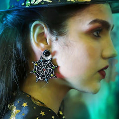 Halloween Spider Web Rice Bead Earrings
