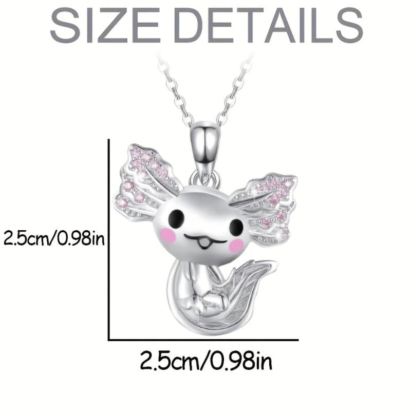 Cute Axolotl Pendant Necklace for Women, Animal Jewelry, Birthday Gift
