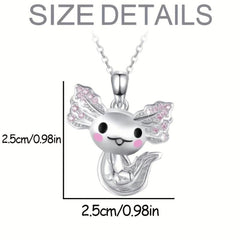 Cute Axolotl Pendant Necklace for Women, Animal Jewelry, Birthday Gift