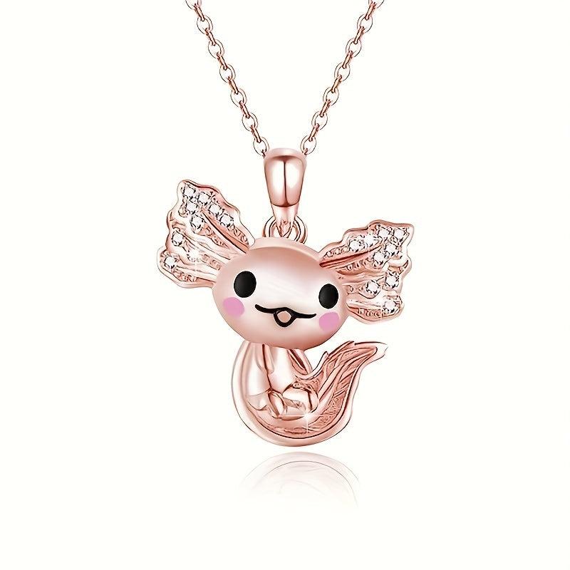 Cute Axolotl Pendant Necklace for Women, Animal Jewelry, Birthday Gift