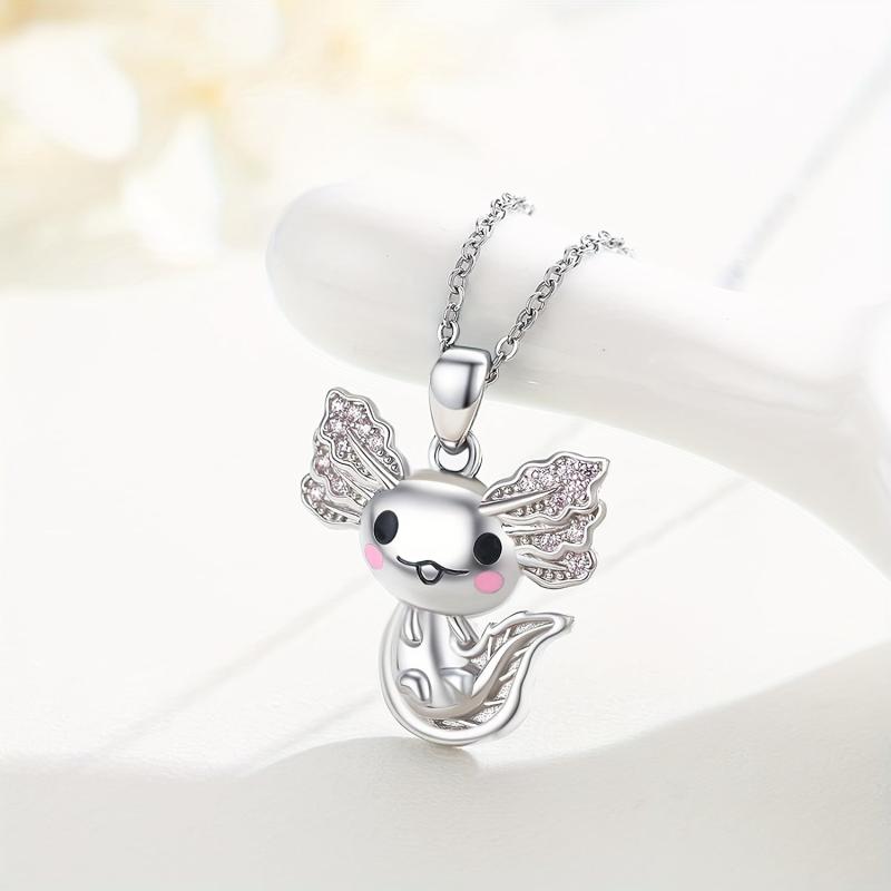 Cute Axolotl Pendant Necklace for Women, Animal Jewelry, Birthday Gift